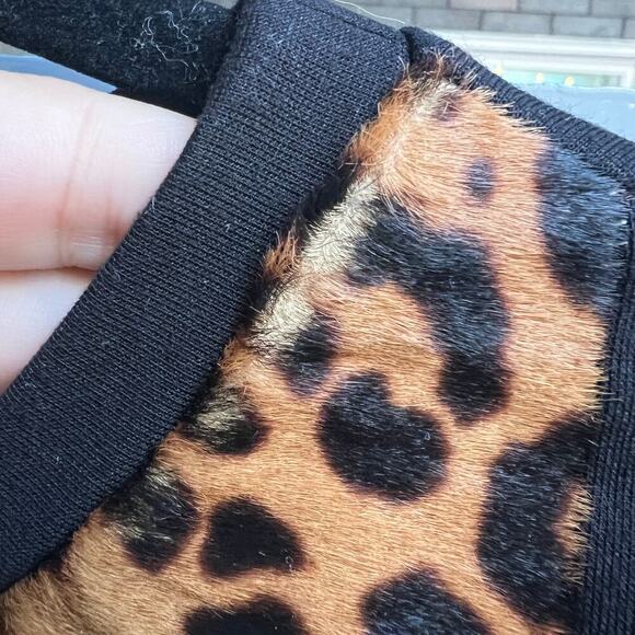 Mason Black Leopard Calf Hair Stripe Crew Neck Sweater - Picture 3 of 6